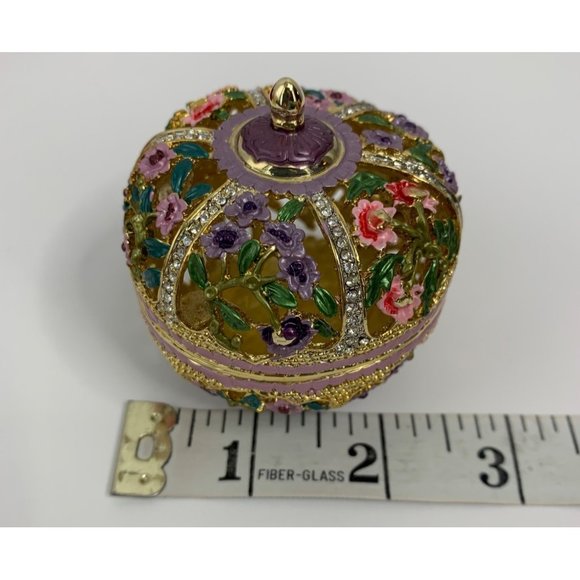 Trinket Decorative Box Gift Metal Hand Painted Magnetic Lid on Hinge 2.5" 6562 - Picture 7 of 8